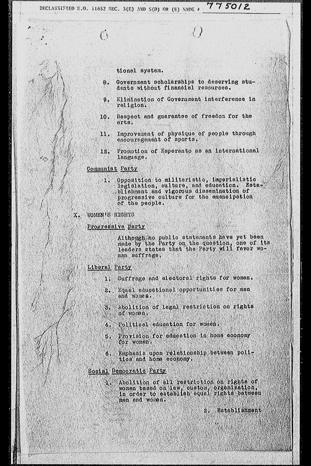 Political Parties in Japan: Developments during the Week Ending 17 November 1945(larger)