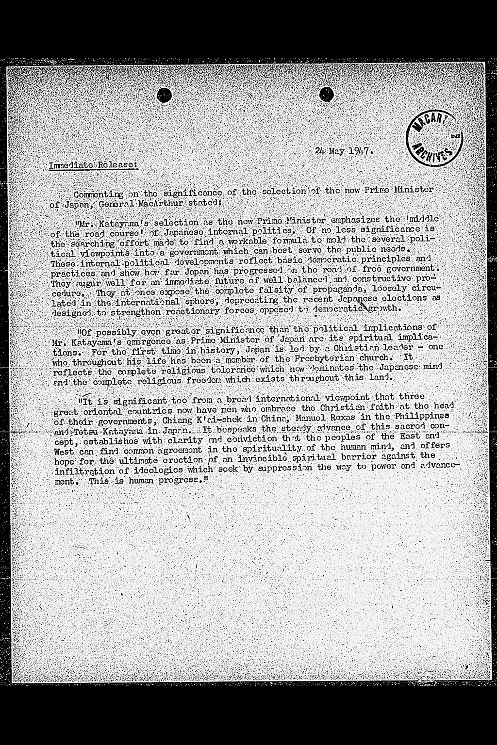 [General MacArthur's Statement](larger)