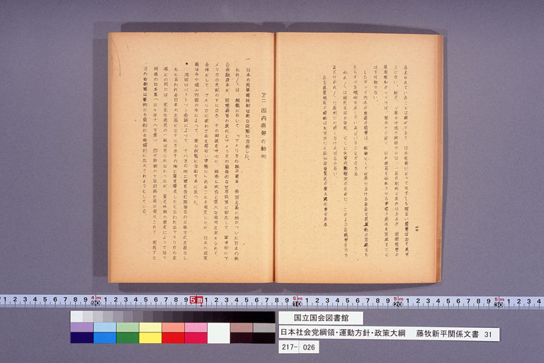 日本社会党綱領・運動方針・政策大綱 (標準画像)