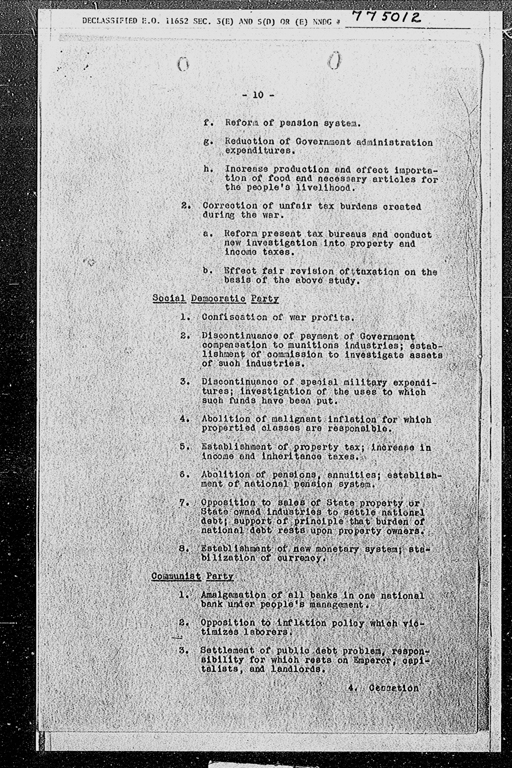 Political Parties in Japan: Developments during the Week Ending 17 November 1945 (preview)