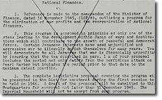 『Memorandum for: Imperial Japanese Government. Through: Central Liaison Office, Tokyo. Subject: Elimination of War Profits and Reorganization of National Finance』